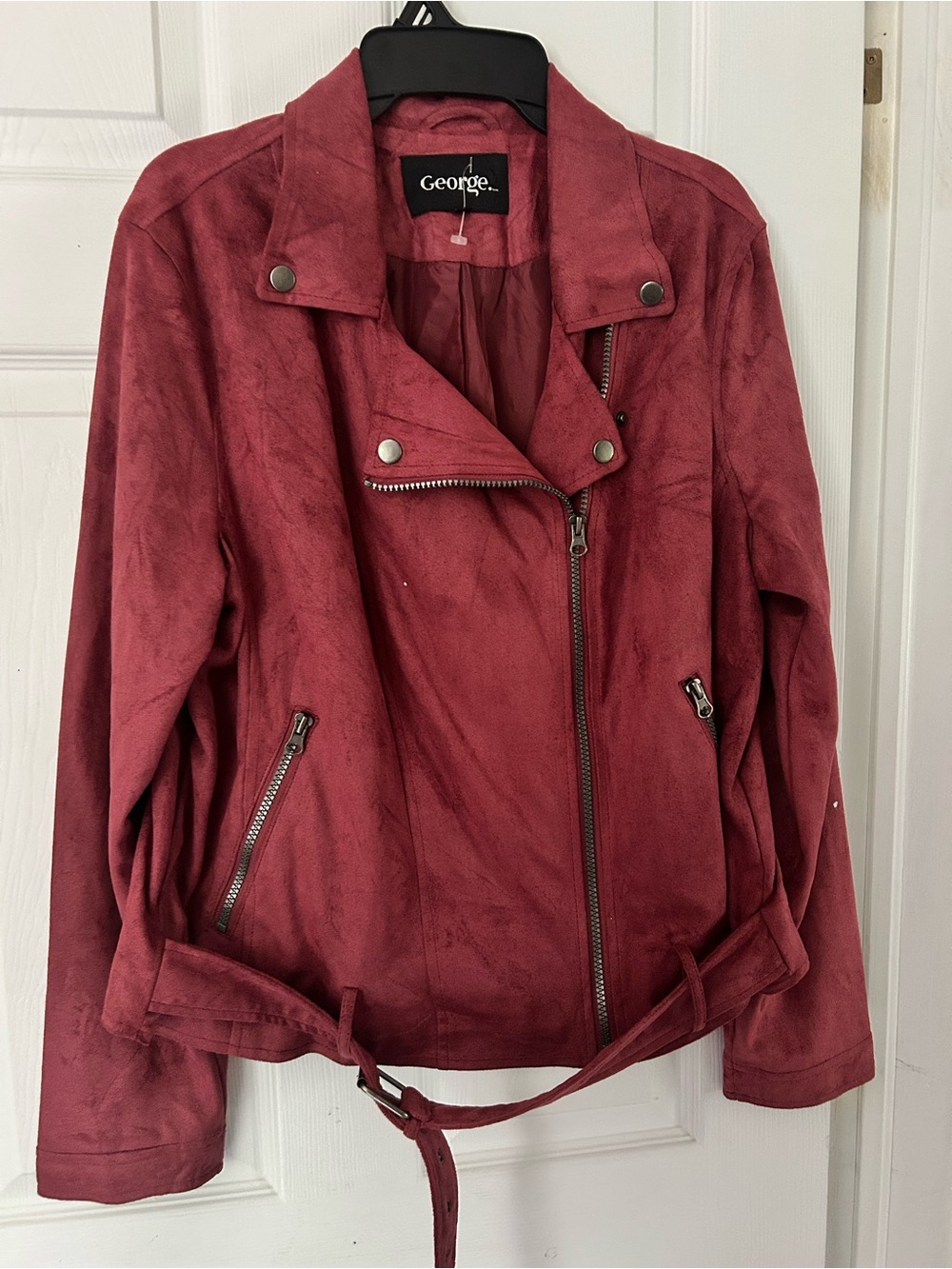 4/$100 George Red Suede Moto Jacket - Women’s size XL